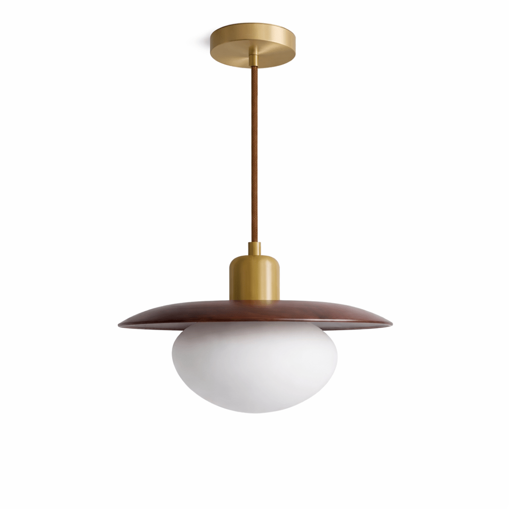 Solmere Alabaster Pendelleuchte mit Holzscheibe