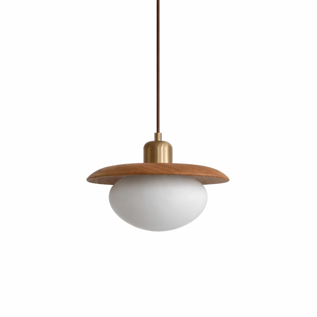 Solmere Alabaster Pendelleuchte mit Holzscheibe
