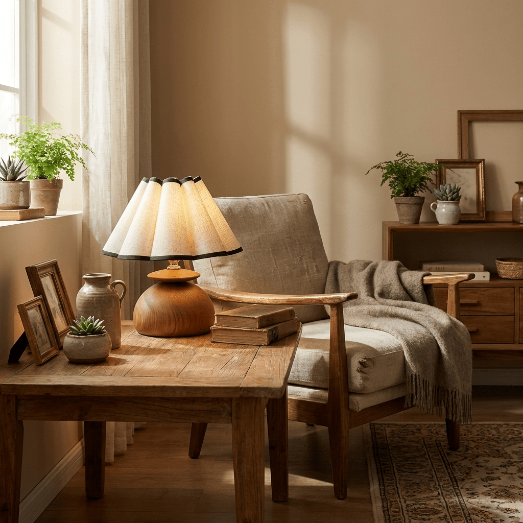 Anouk Tischleuchte aus Holz-Holz