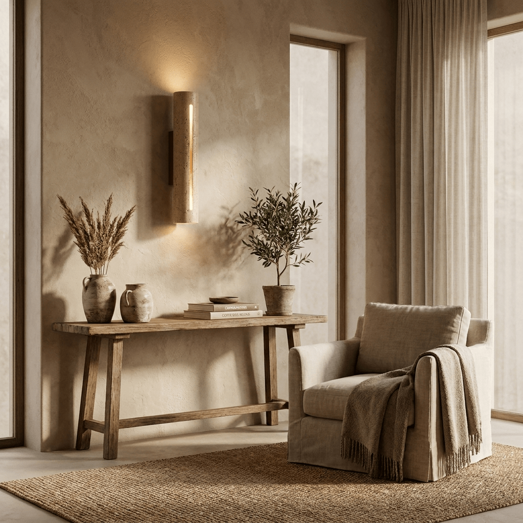 Orvane Travertine Wandleuchte