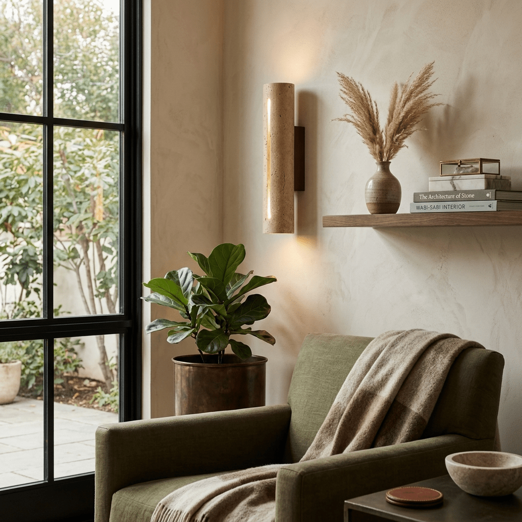 Orvane Travertine Wandleuchte