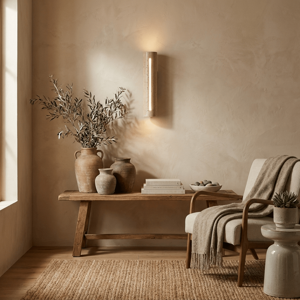 Orvane Travertine Wandleuchte