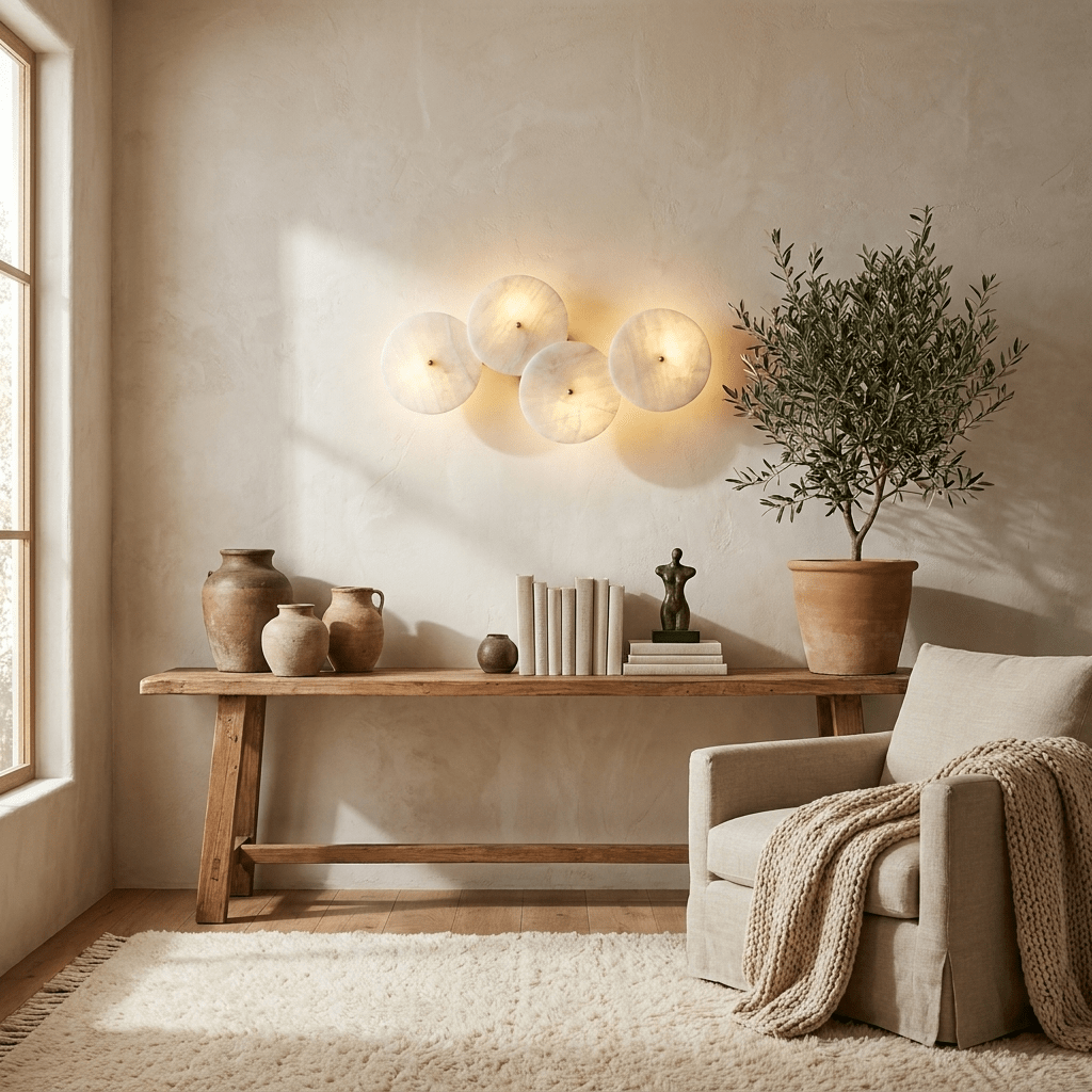 Cluster Alabaster Wandleuchte