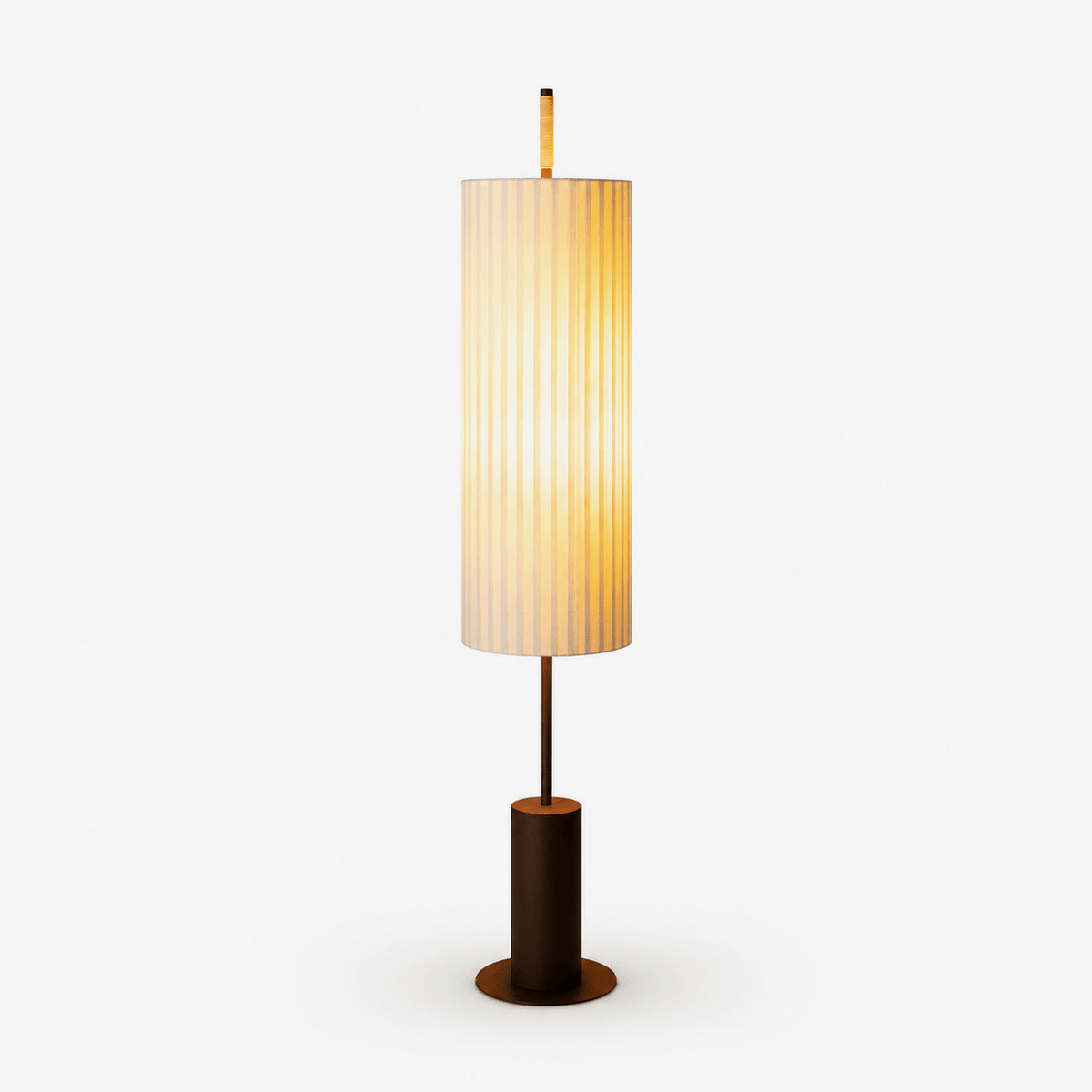 Novalise Zylinder-Stehleuchte mit Faltenwurf-Lampenschirm, zeitgenössisch minimalistisches Design für das Wohnzimmer