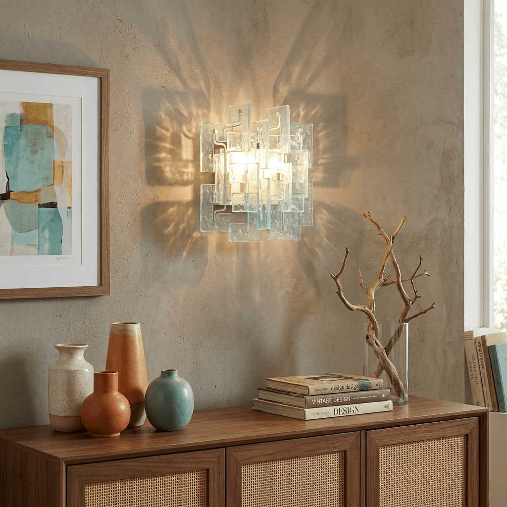 Stacked-Glas-Wandleuchte Glas zeitgenössisch Wohnzimmer | Cielum