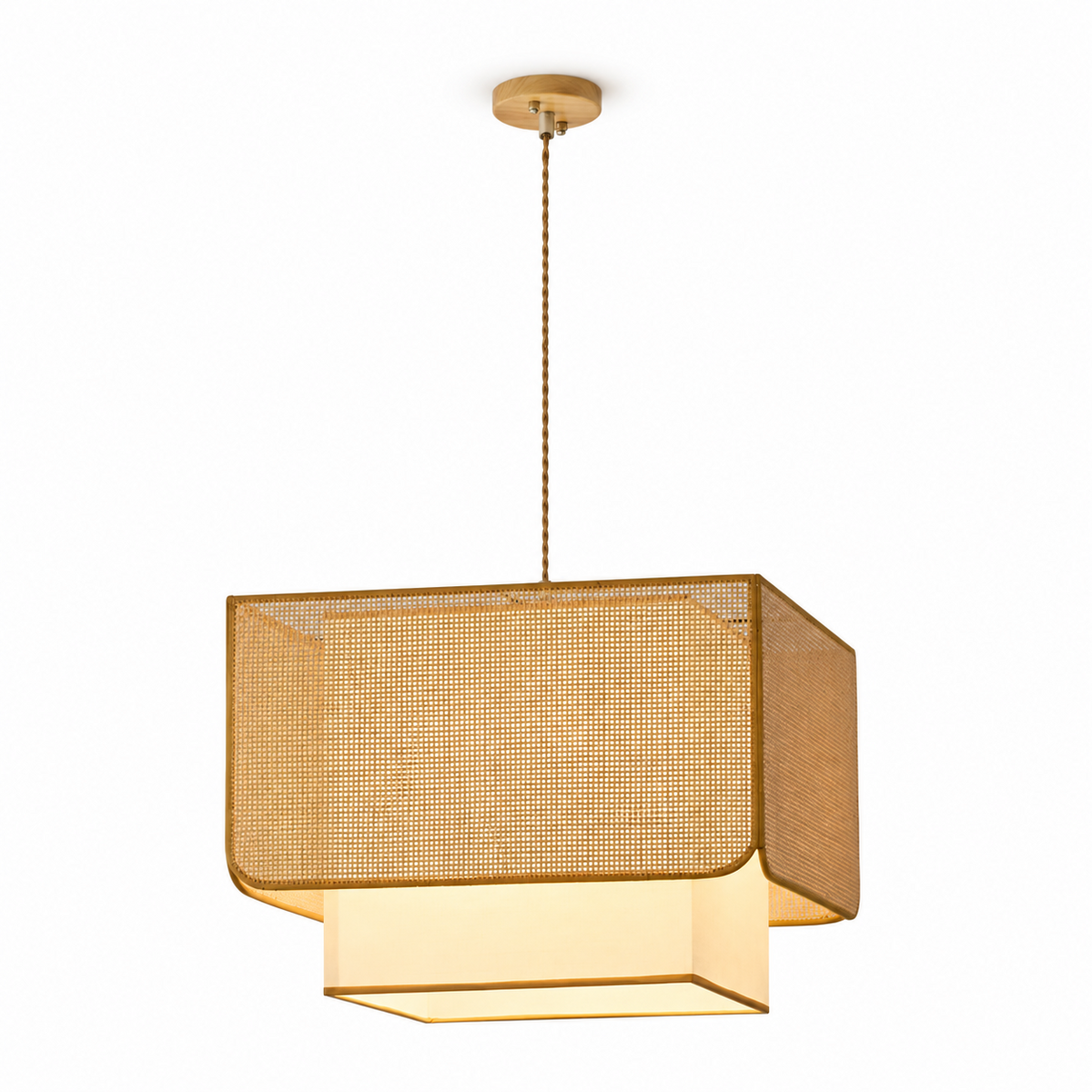 Yarrowford Pendelleuchte aus geflochtenem Rattan