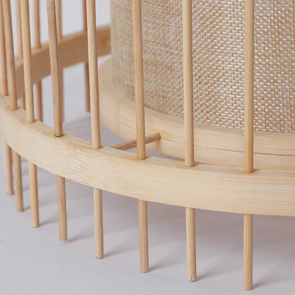 Muto Design LED Stehlampe Rattan Textil Wohnzimmer Schlafzimmer Esszimmer