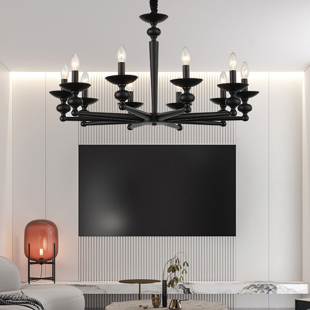 Silva Retro Kerze Pendelleuchte,1/2/6/8/10 Kopf, Esszimmer/Wohnzimmer, Metall/Glas