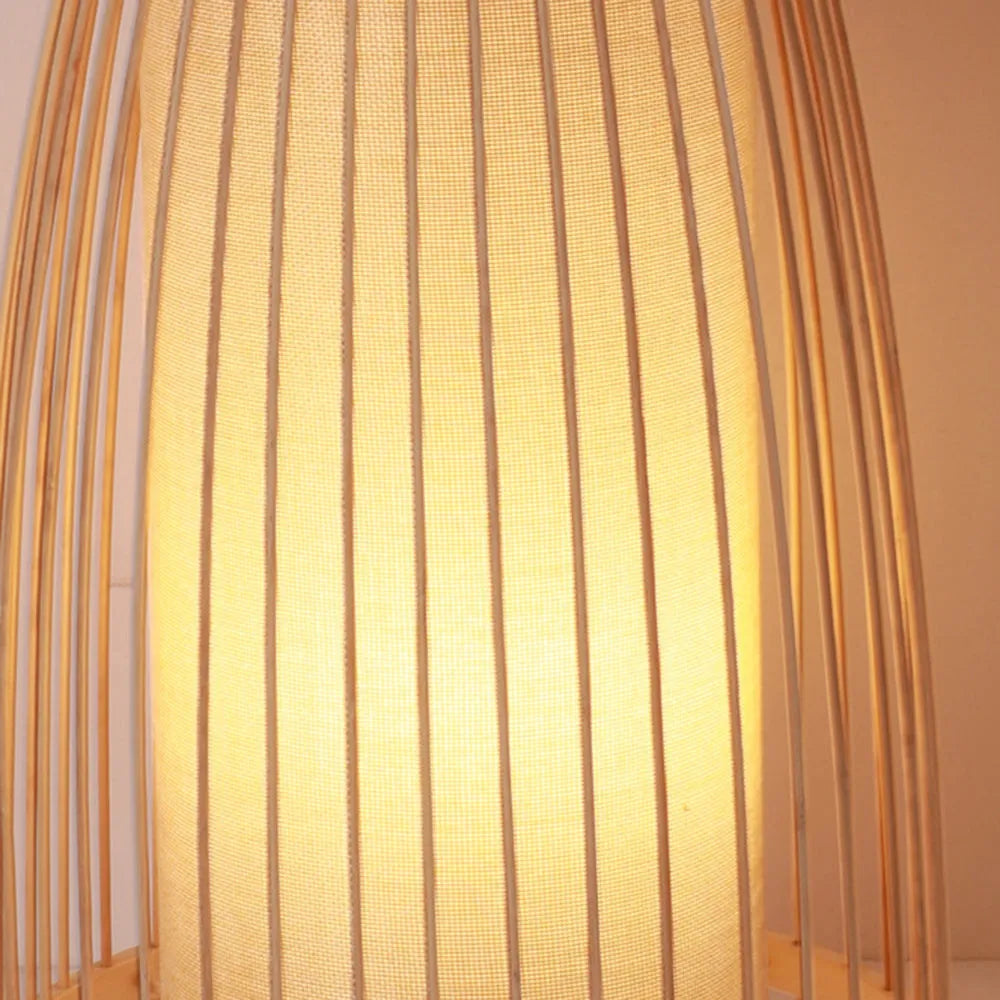 Muto Design LED Stehlampe Rattan Textil Wohnzimmer Schlafzimmer Esszimmer