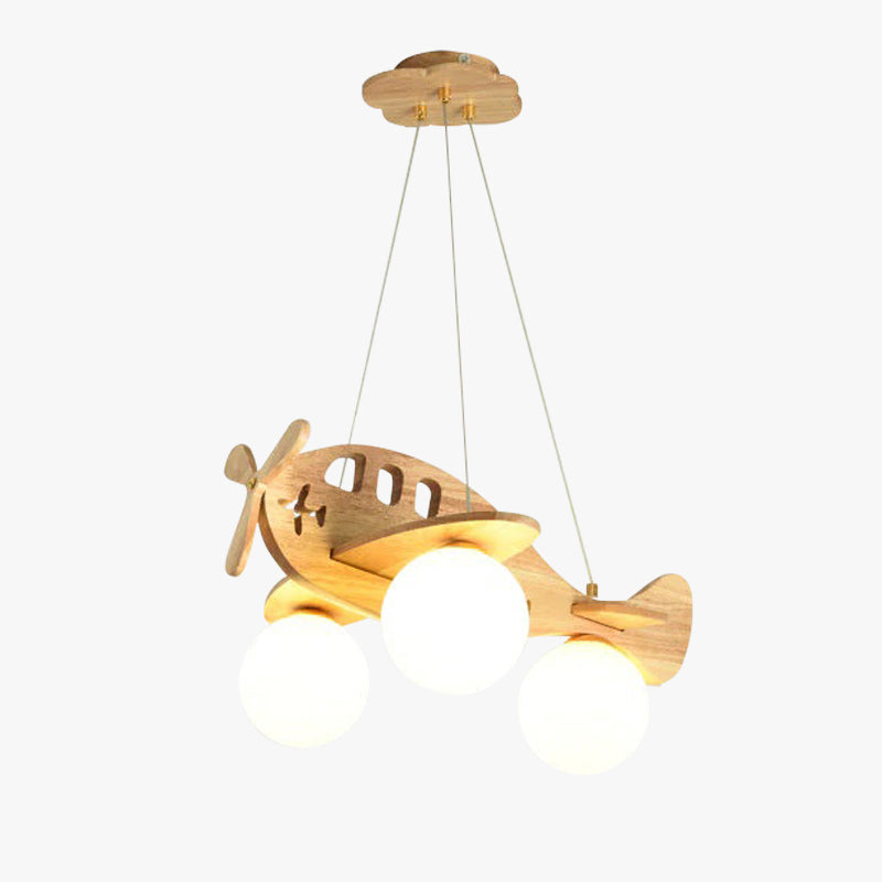 Aria Modern Pendelleuchte Flugzeugform Kugel Kinderzimmer, Holz Acryl