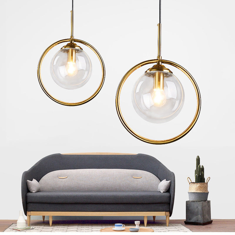 Arisha Nodic Kugel Pendelleuchte Transparent/Aschgrau/Cognac Schlafzimmer Glas