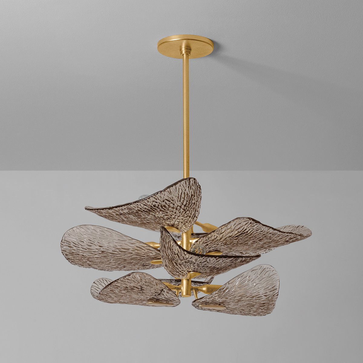 Celaline Kronleuchter Cardiff Piastra-Glasblätter in Bronze