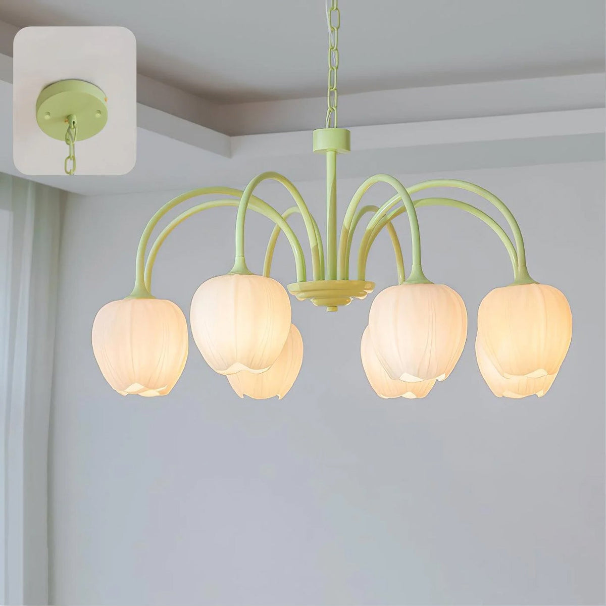 Eiraine Kronleuchter Tulip Matcha Glas