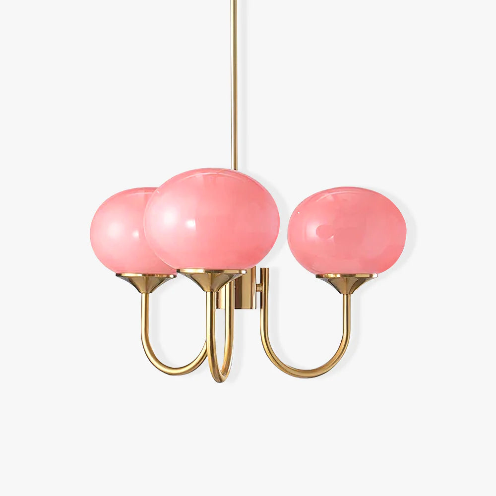 Velenian Kronleuchter rosa Glas Kugel Gold