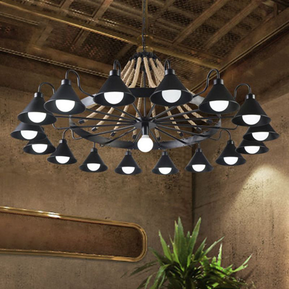 Epoch Vintage Industrial Rope LED Kronleuchter Schwarz Wohn/Schlafzimmer