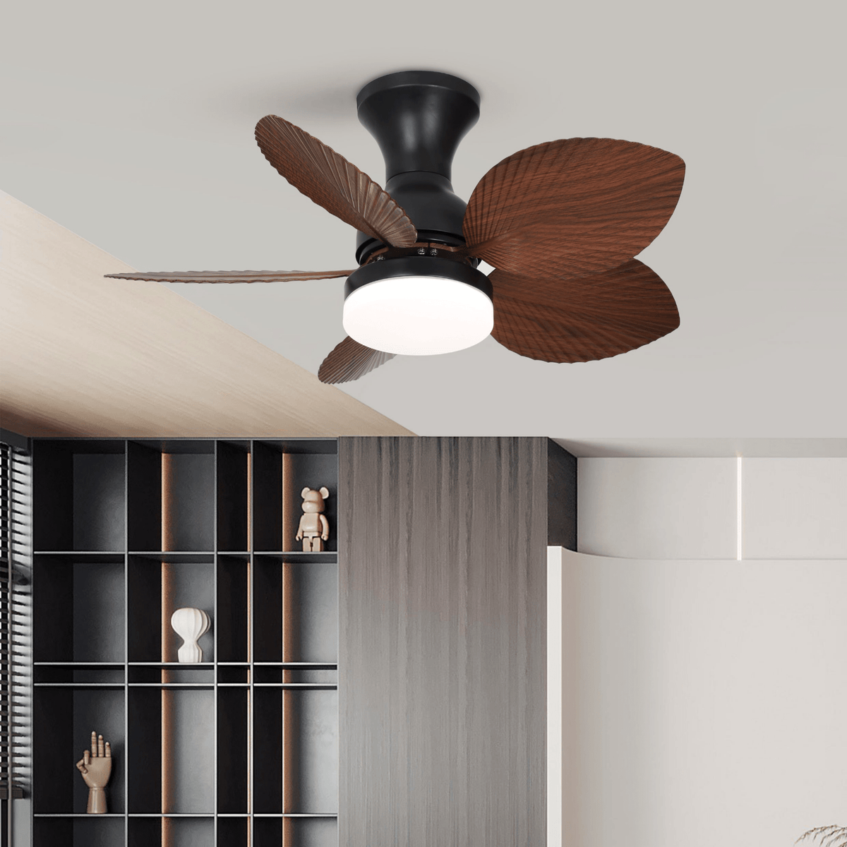 Rinirian Vintage Holz Deckenventilator mit Beleuchtung
