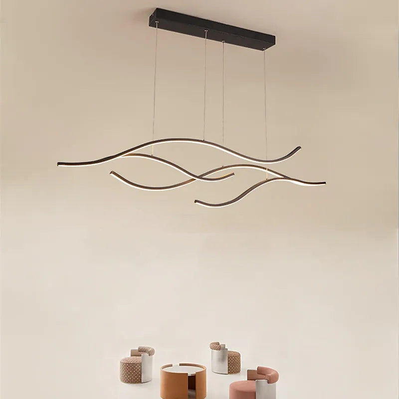 Arisha LED Pendelleuchte Linear Esszimmer, Schwarz/Gold, Metall
