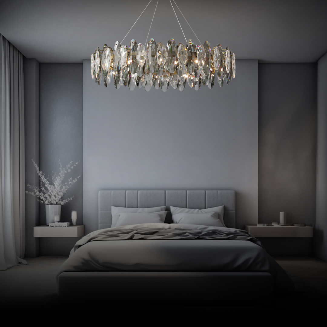 Kristy Kristall LED Kronleuchter Gold Glas/Metall Wohnzimmer