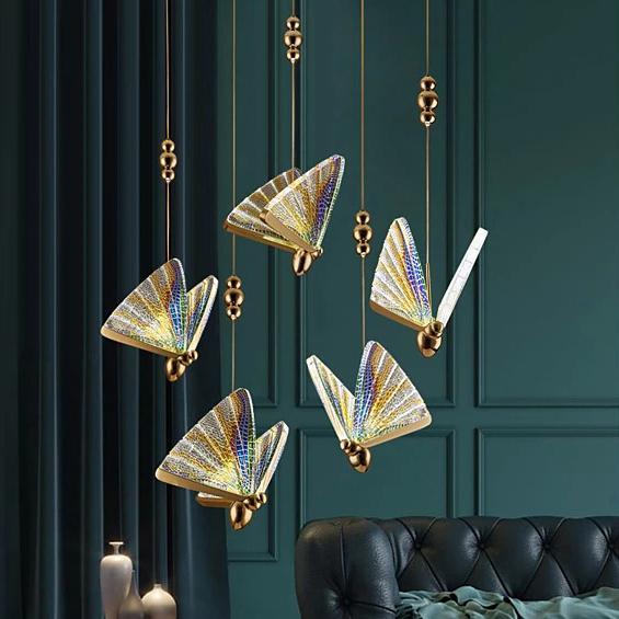 Kristy   Pendelleuchte Gold/Bunt Schlaf/Wohnzimmer Eisen