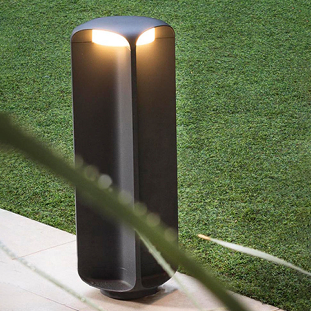 Ray Minimalistische Zylinder LED Stehleuchte Außenbereich Schwarz Garten Metall Glas