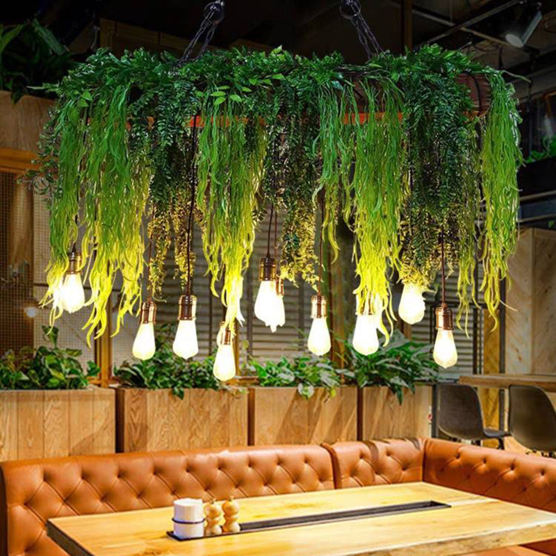 Ritta  Pendelleuchte Natur Grün Rechteckig Ess/Wohnzimmer Modern LED