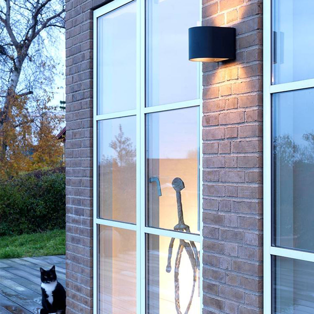 Ray Modern Zylinder LED Außenwandleuchte Schwarz Garten Aluminium Glas 14CM Lang