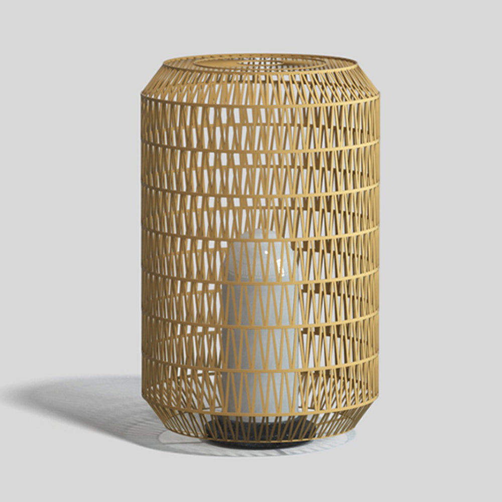 Ritta Moderne Design LED AußenleuchteGold Garten/Flur/Terrasse Holz Rattan Metall+Ratten
