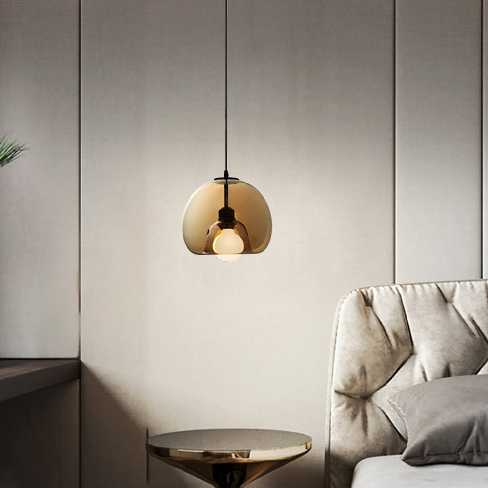 Valentina Modern Globe Pendelleuchte Grau Schlafzimmer Glas/Metall