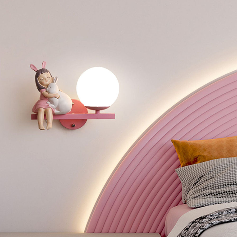 Aria Nordisch Wandleuchte, Weiß/Rosa, Innen, Kinderzimmer