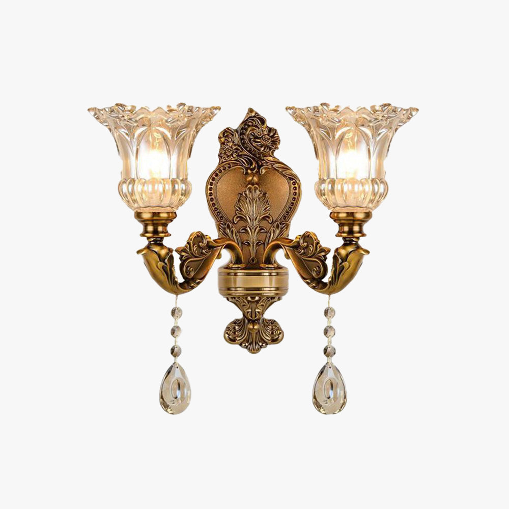Arisha Vintage Wandleuchte Innen Zweiflamming Gold Schlaf/Wohnzimmer Metall