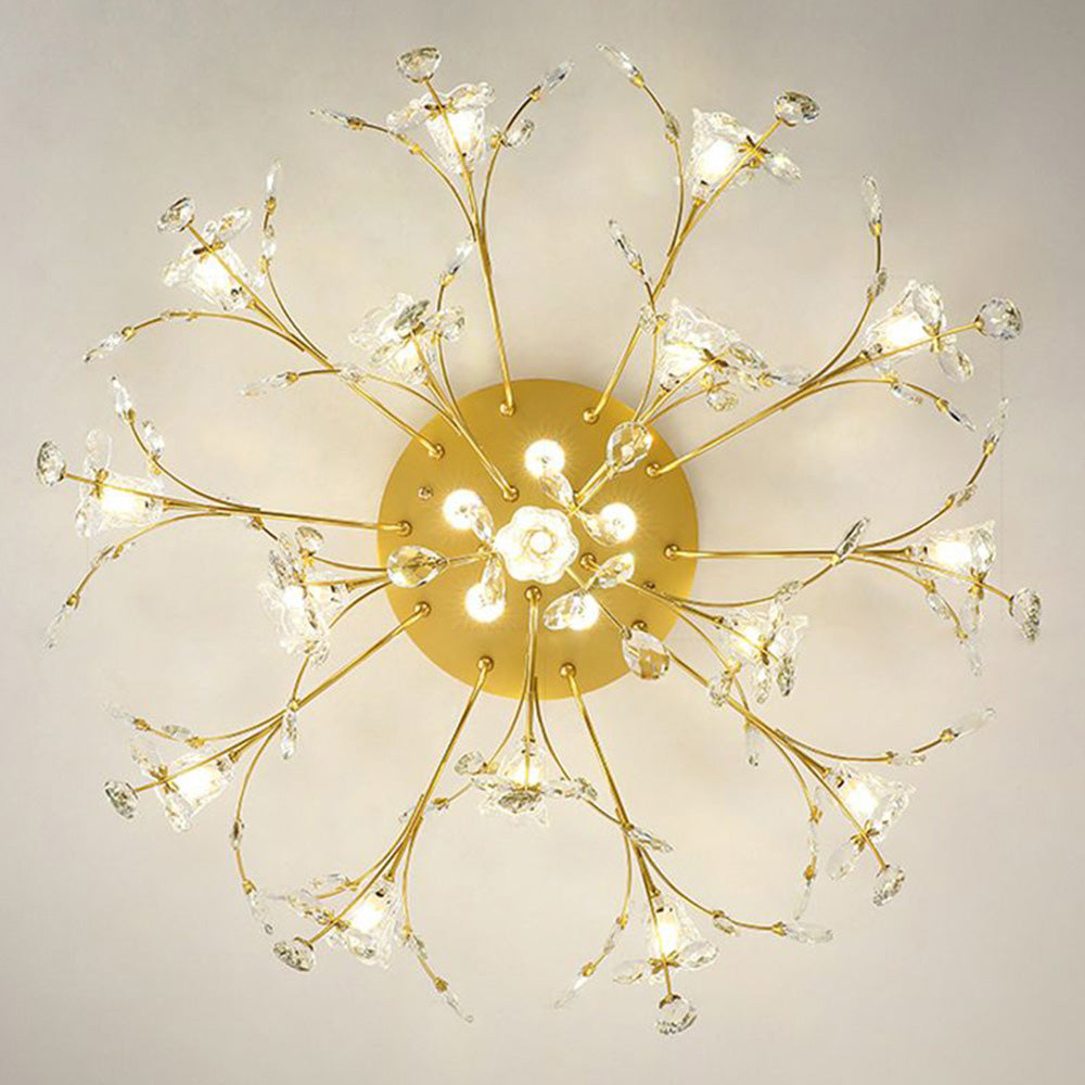 Kristy Deckenleuchte  Blume Design LED Gold Wohn/Schlaf/Kinderzimmer Flur Glas