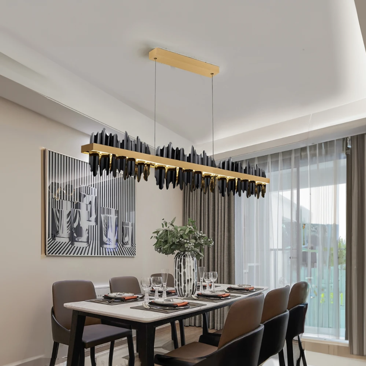 Kristy Industrial Kronleuchter Metall Gold Schwarz Wohnzimmer