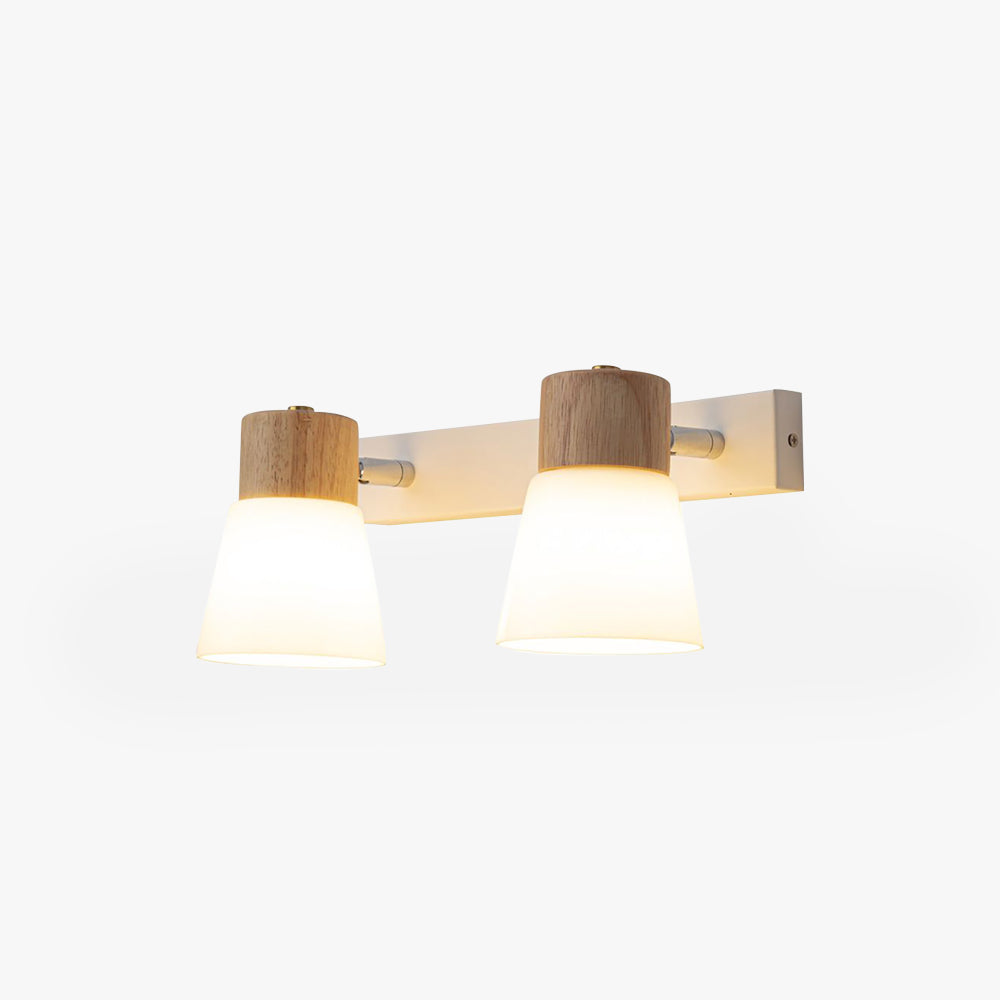 Muto Nordic LED Wandleuchte Holz/Glas Wohnzimmer/Esszimmer Weiß