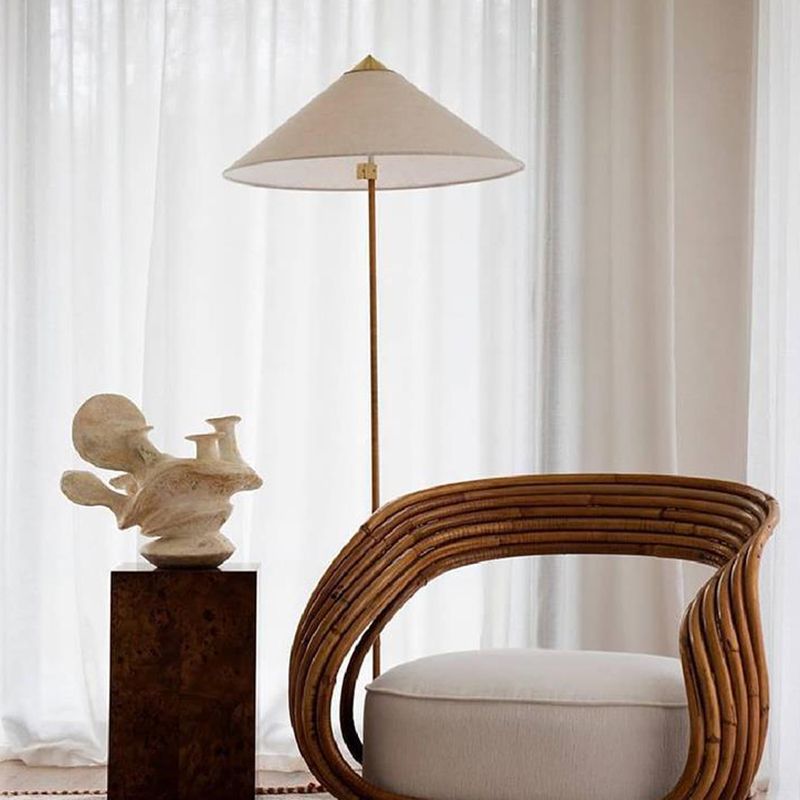 Muto Moderne Metall Stehlampe, Weiß/Holz, Schlafzimmer