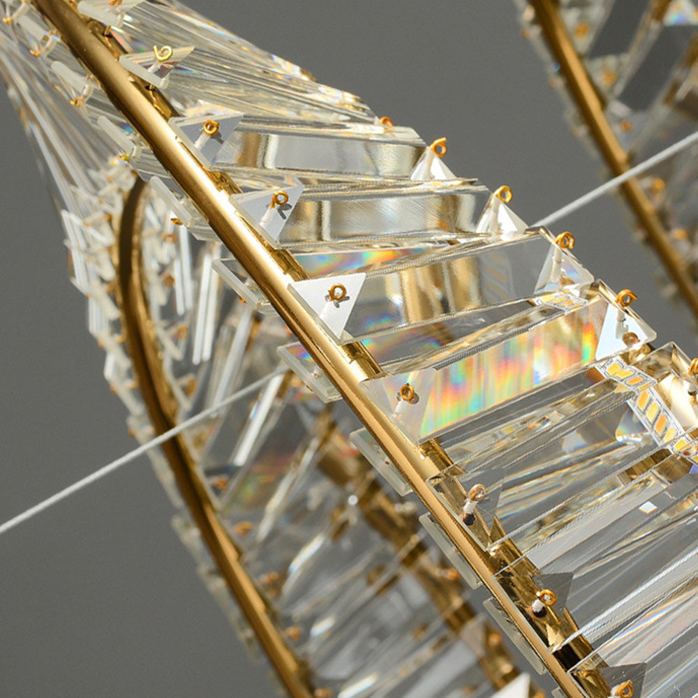 Kristy   Kronleuchter luxuriös Rund LED Gold Glas Schlaf/Wohnzimmer