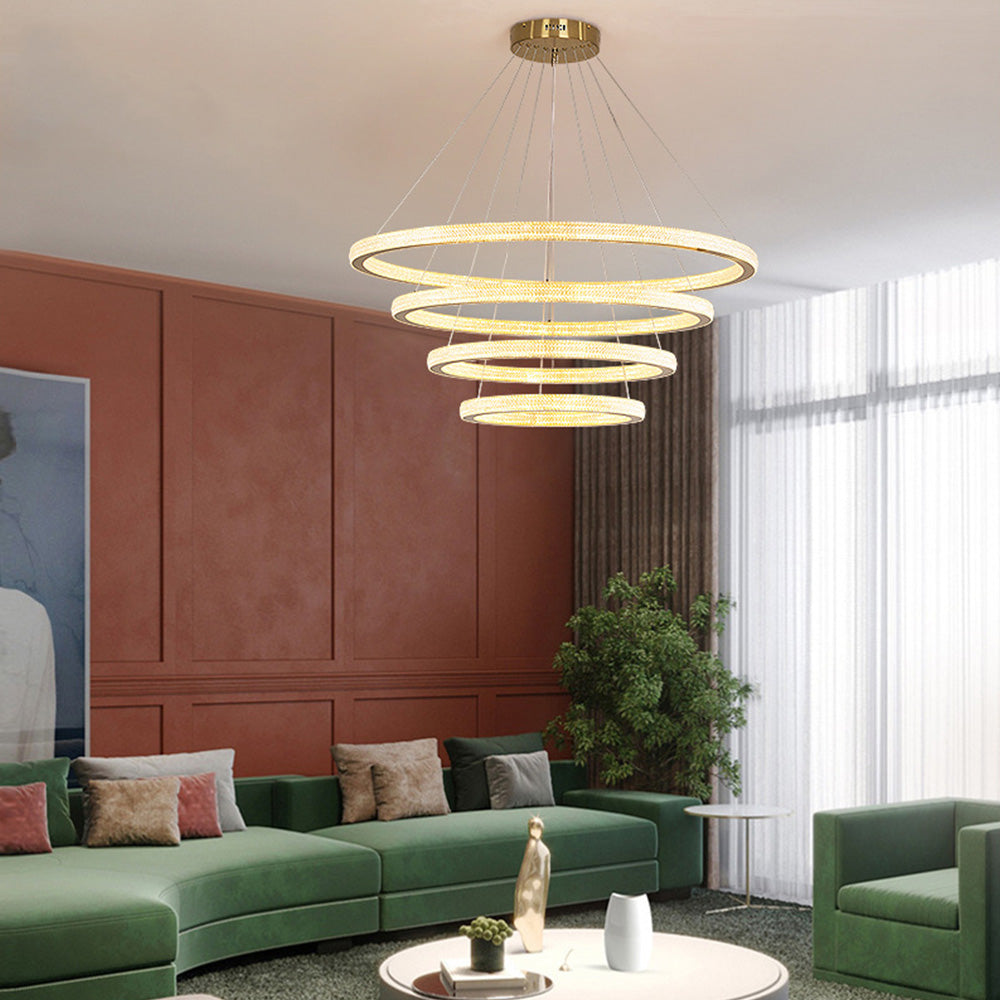 Kristy Modern Ring LED Kronleuchter Gold Wohn/Schlafzimmer Metall
