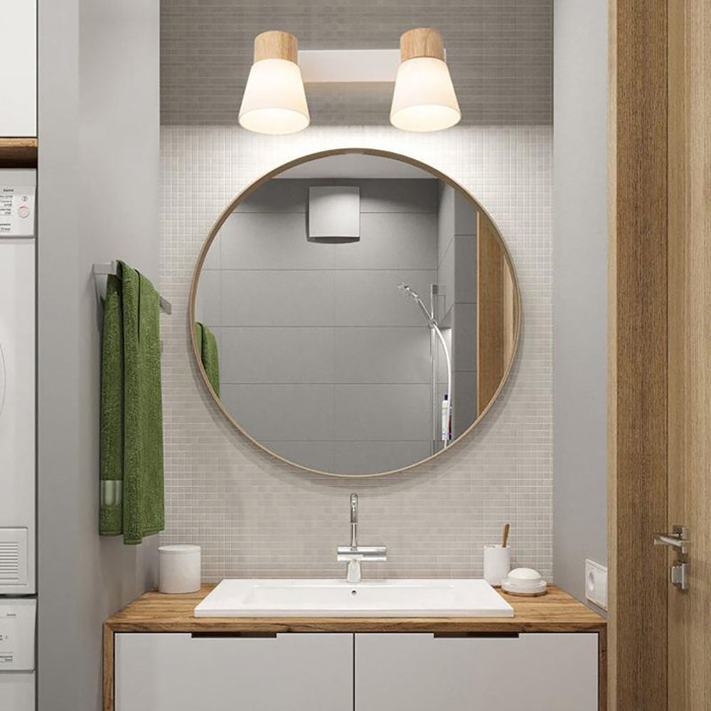 Muto Nordic LED Wandleuchte Holz/Glas Wohnzimmer/Esszimmer Weiß