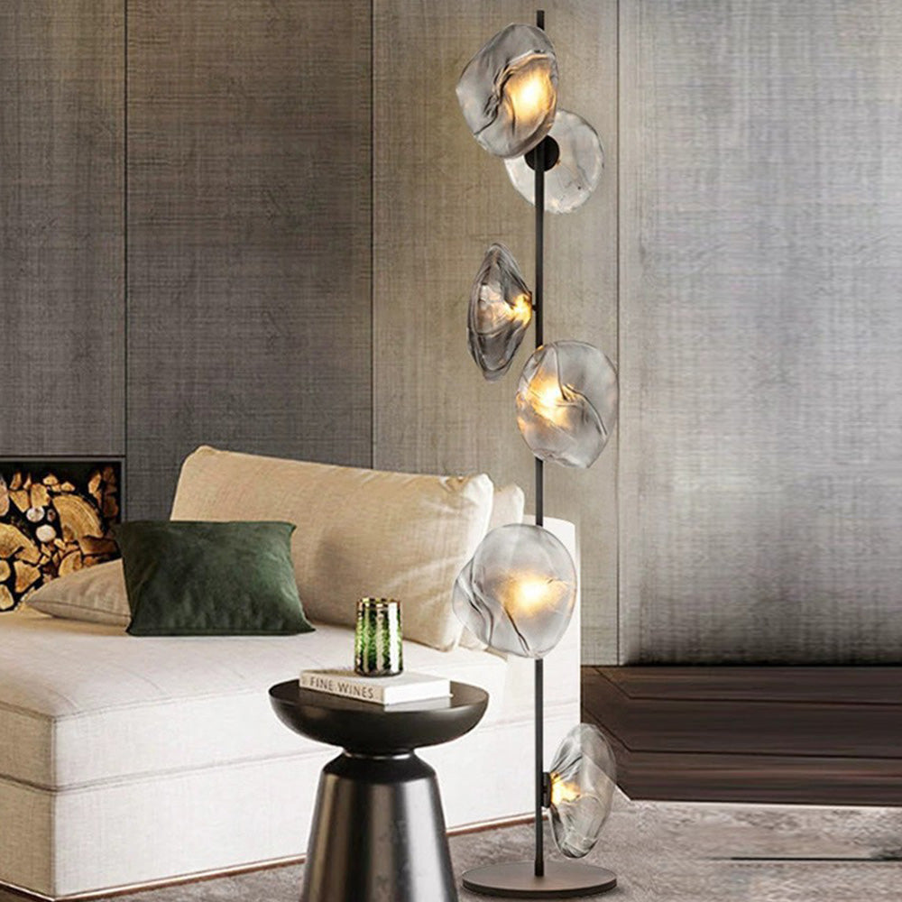 Avi Design LED Stehlampe Schwarz&Gold Wohn/Schlaf/Arbeitszimmer Metall&Glas 3/6Köpfe