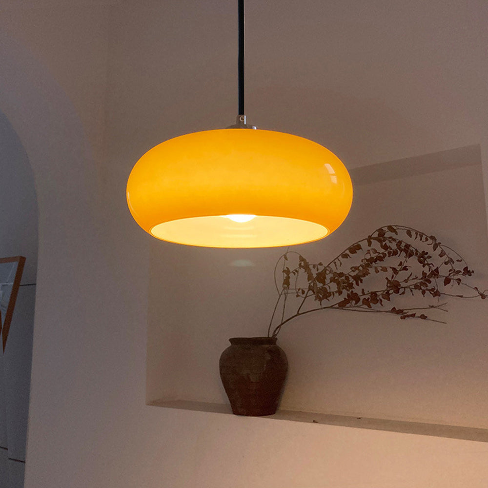 Aria Modern LED Pendelleuchte Weiß Glas Schlaf/Wohnzimmer