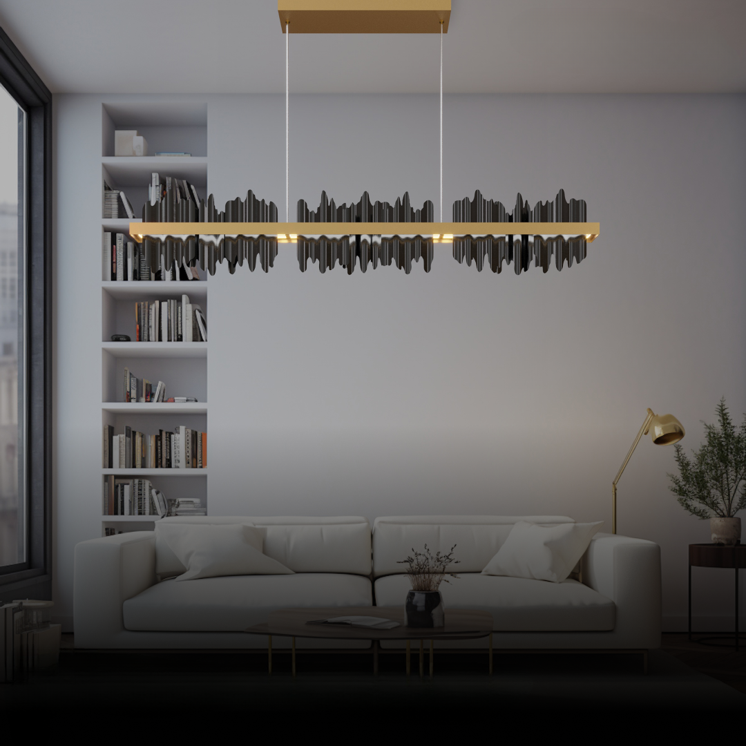 Kristy Industrial Kronleuchter Metall Gold Schwarz Wohnzimmer