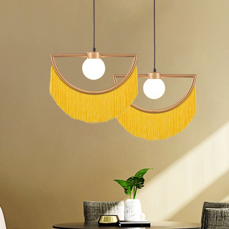 Aria Halbrund Pendelleuchte, 4 Farben, Metall Stoff