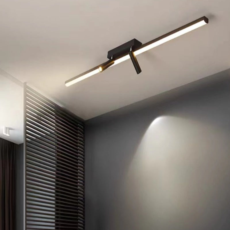 Arisha  Linear LED Deckenleuchte Schwarz Wohnzimmer