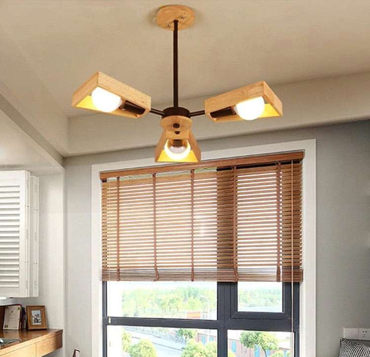 Muto Holz PendelleuchtenKronleuchter 3/5/6/8 Lichter für Schlafzimmer, Wohnzimmer