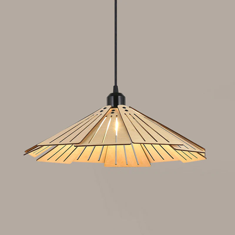 Arisha Design LED Pendelleuchte Gelb/Braun Ess/Schlaf/Wohnzimmer Innenbereich Holz&Metall Warmweiß