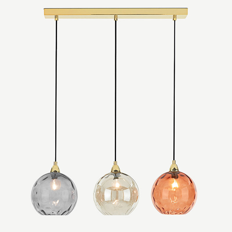 Aria Pendelleuchte Buntem Glas Kugel Schlafzimmer /Wohnzimmer 3 flamming