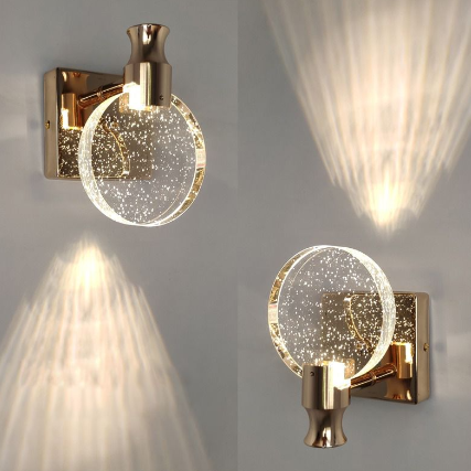 Kristy Modern LED Wandleuchte Gold Schlafzimmer/Esszimmer Kristall