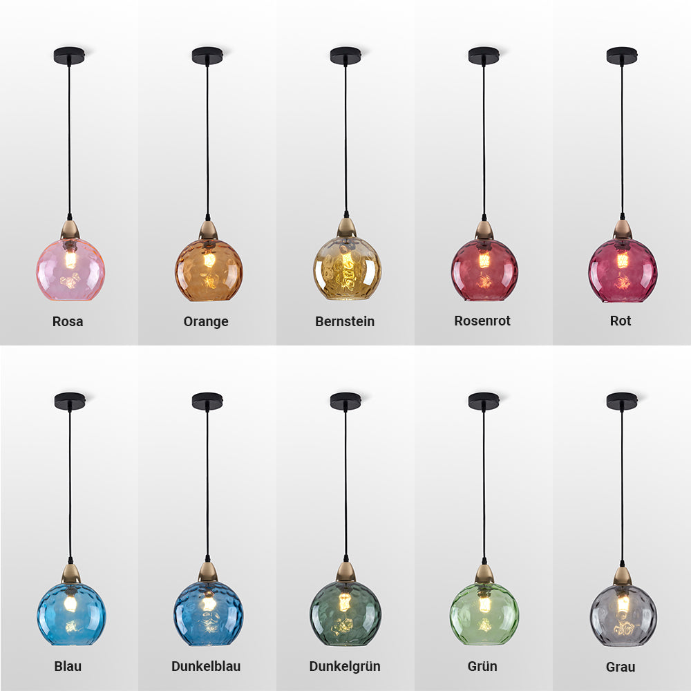 Aria Design LED Bunte Pendelleuchte Glaskugel 1 Flammig Esstisch