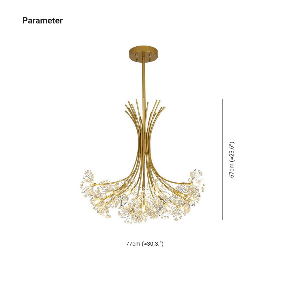 Arisha Modern Kristall LED Kronleuchter Gold Wohnzimmer/Esszimmer Metall&Acryl