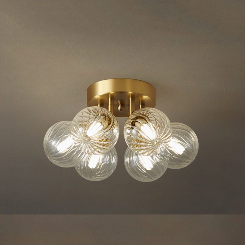 Valentina Vintage Denkenleuchte Kugel Ess/Wohnzimmer Gold Metall/Glas