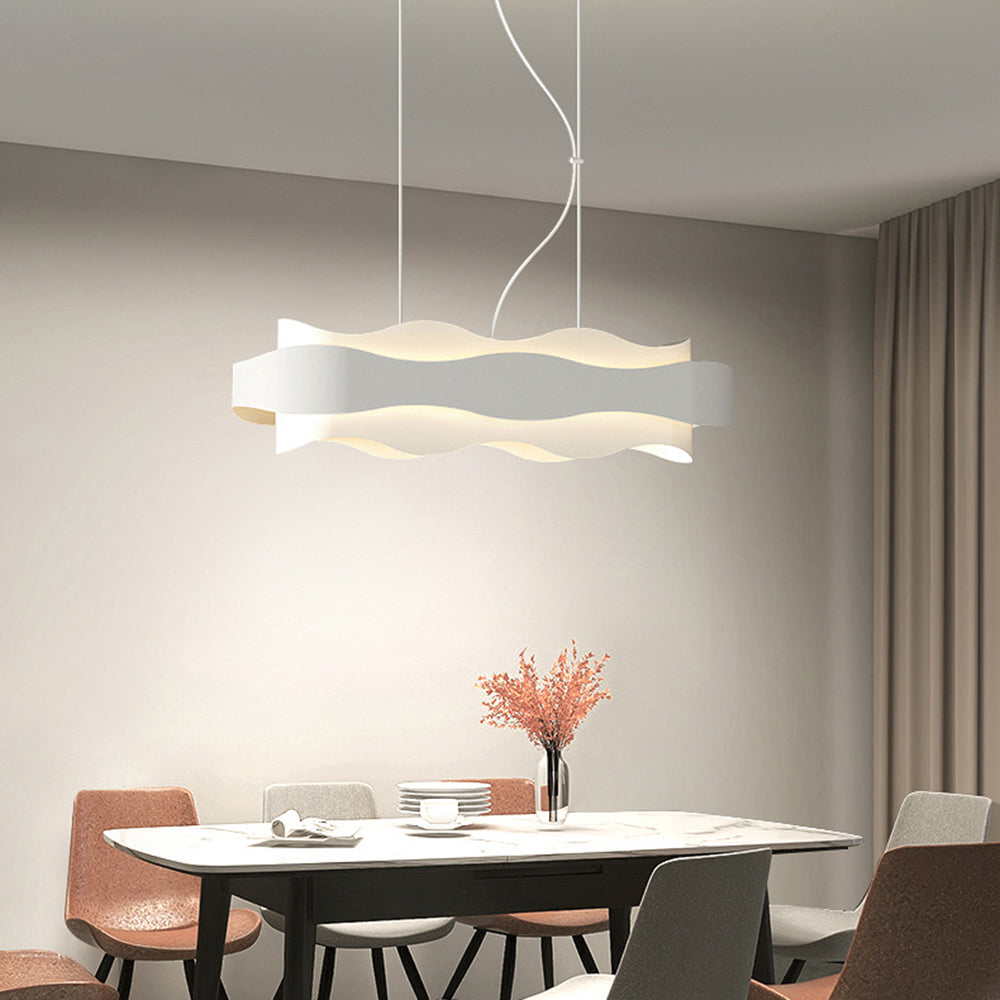 Arisha Design LED Pendel/Denkenleuchte Weiß Plissee Geometrisch Küche/Wohnzimmer